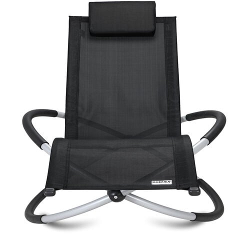 Casaria Chaise longue à bascule acier laqué fauteuil intérieur relaxation chaise de jardin forme ergonomique Gris