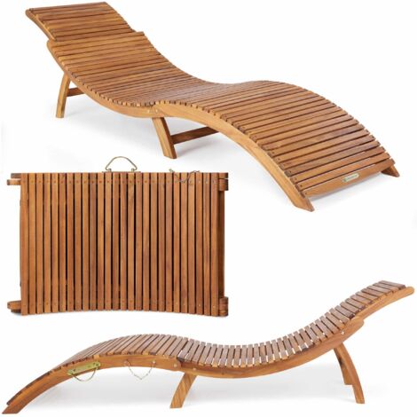 Casaria – Chaise longue en bois d'acacia certifié FSC® – Pliable et ergonomique – Dimensions 190x60x51cm – Charge max. 160kg