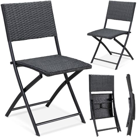 Casaria – Chaise pliante en polyrotin – Set de 2 – Charge max. 120 kg – Peu encombrante et légère – Résistante aux intempéries – Pour jardin, terrasse, balcon, camping