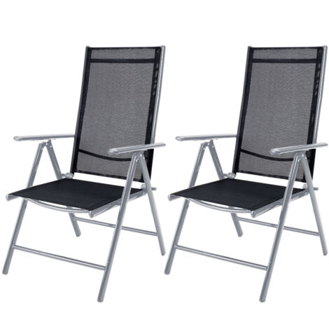 Casaria – Chaises de jardin pliantes aluminium – Dossier haut réglable 8 positions – Charge maximale 120kg – Set de 2 – Tissu synthétique résistant