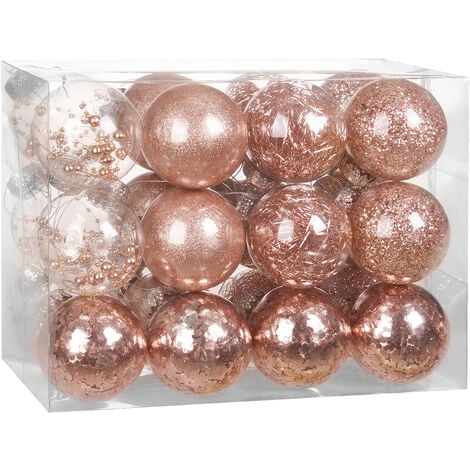 CASARIA® Christmas Baubles 24-Piece Set  Shatterproof Transparent Plastic Ornaments  Customisable  Ideal for Tree Decorations and Festive Home Décor  6cm Roségold (de)