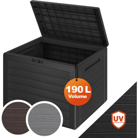 Casaria – Coffre de rangement 190 L – Plastique polypropylène résistant aux intempéries – Dimensions 78 x 44 x 55 cm – Pour coussins et accessoires de jardin