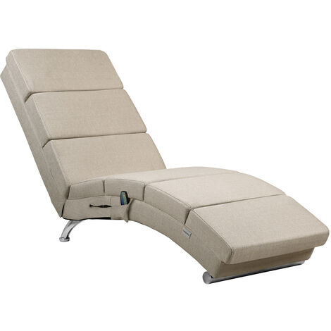 Casaria Diván Chaise Longue XXL Tumbona Masaje Relax Calentamiento 186x89x55cm Ergonómica 180Kg  Tela color arena