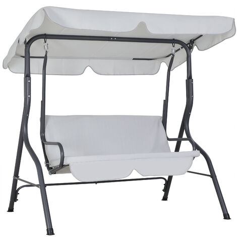 Casaria Dondolo Altalena da Giardino Hollywood 2 posti con Tettuccio Parasole Imbottito per Esterno Light Grey (en)