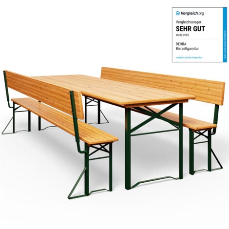 CASARIA® Ensemble table et bancs pliants en bois 170 cm avec dossiers amovibles 8 personnes Salon de jardin terrasse fête