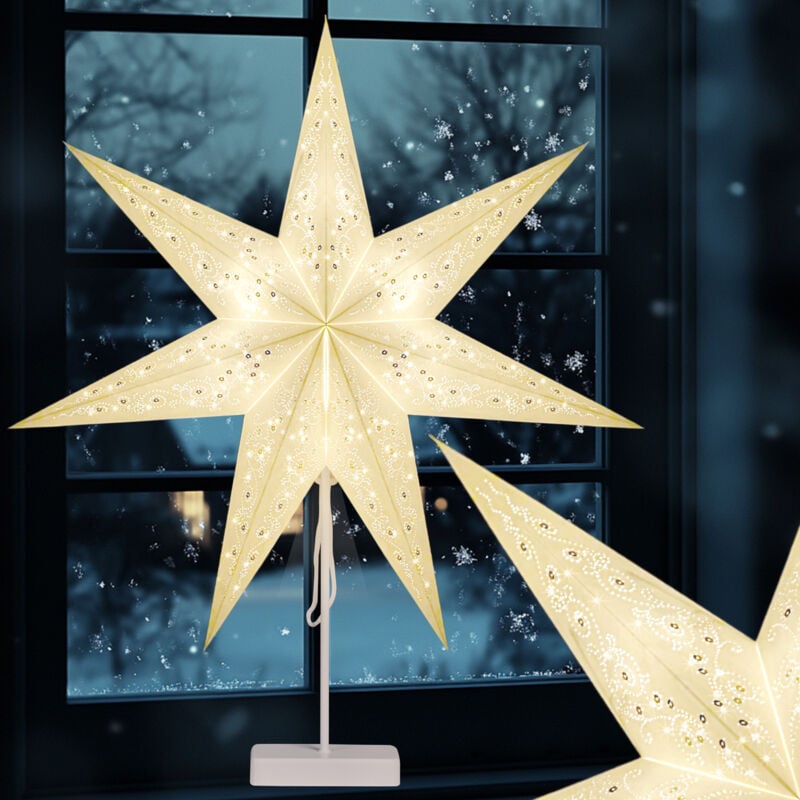 

Casaria Estrella de papel con 10 luces LED Decoración de Navidad Adorno a pilas Ø60cm - 2 Modelos Modell 1 (de)