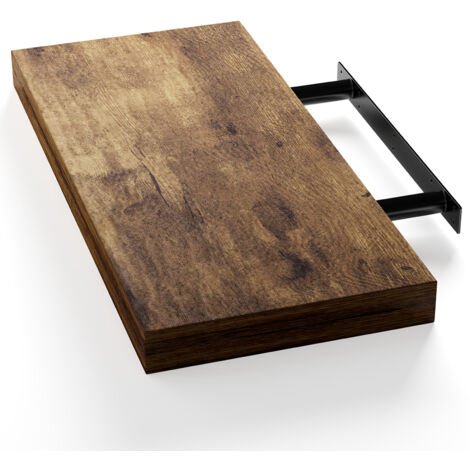 Casaria – Étagère murale flottante 50 cm – MDF chêne foncé – Charge max 15 kg – Installation simple avec support caché