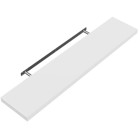 CASARIA® Étagère murale flottante MDF robuste effet flottant support de fixation inclus étagère bois rangement livre  110 cm Blanc