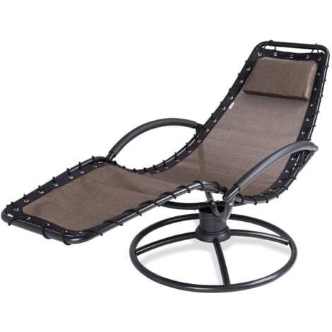 CASARIA® Eve Relaxation Lounger with Head Cushion  360° Swivel Function  Ergonomic Steel Frame  Breathable Outdoor Indoor Weatherproof Living Room Garden Swing Deck Chair  Mokka (de)