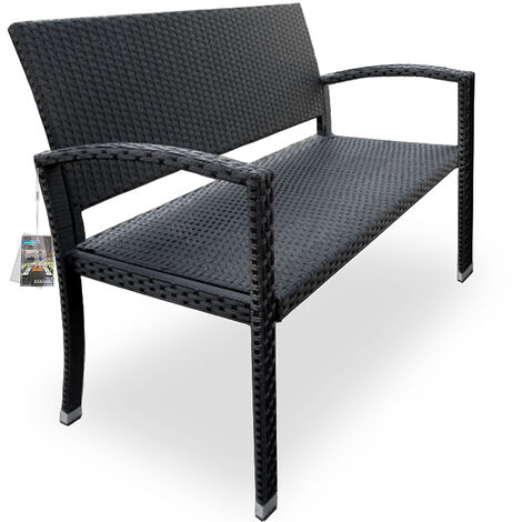 CASARIA® Gartenbank Sitzbank Wetterfest Kunststoff 320kg Belastbarkeit Rückenlehne 122x58cm Garten Balkon Terrasse Bank Ergonomisch Polyrattan Farbwahl  schwarz