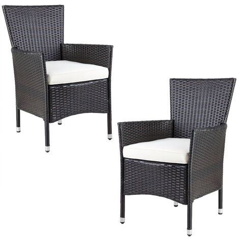 CASARIA® Gartenstühle 2er Set Polyrattan Stapelbar mit Auflagen 160kg Belastbarkeit Wetterfest Outdoor Garten Terrasse Balkon Stapelstuhl Stuhl Sessel braun