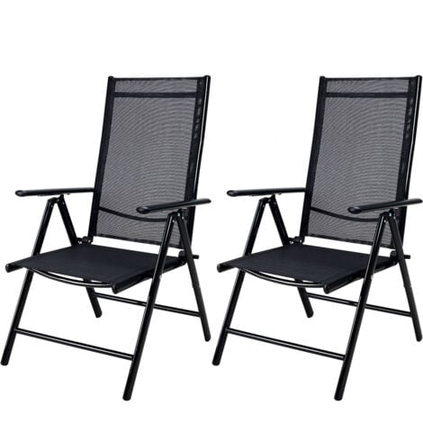 CASARIA® Gartenstühle Set Hochlehner Klappbar 8-Fach Verstellbar Camping Stuhl Aluminium Wetterfest Klappstuhl 120kg Belastbarkeit Garten Balkon  2er Set Anthrazit