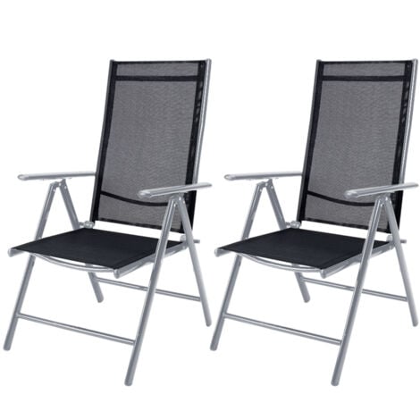 CASARIA® Gartenstühle Set Hochlehner Klappbar 8-Fach Verstellbar Camping Stuhl Aluminium Wetterfest Klappstuhl 120kg Belastbarkeit Garten Balkon  2er Set Silber