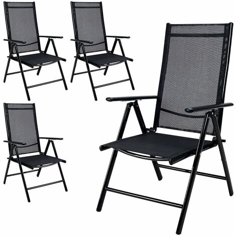 CASARIA® Gartenstühle Set Hochlehner Klappbar 8-Fach Verstellbar Camping Stuhl Aluminium Wetterfest Klappstuhl 120kg Belastbarkeit Garten Balkon 4er Set Anthrazit
