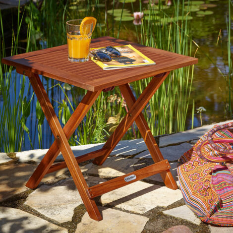 CASARIA® Gartentisch Balkontisch Wetterfest Klappbar Holz 70x70cm 80kg Belastbarkeit Balkon Garten Terrasse Tisch Klapptisch Pflanztisch Akazie Braun