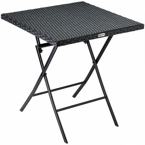 CASARIA® Gartentisch Wetterfest Klappbar 65x65cm Balkontisch Polyrattan Outdoor Klein 60kg Belastbarkeit Klapptisch Garten Terrasse Balkon Camping Tisch Schwarz