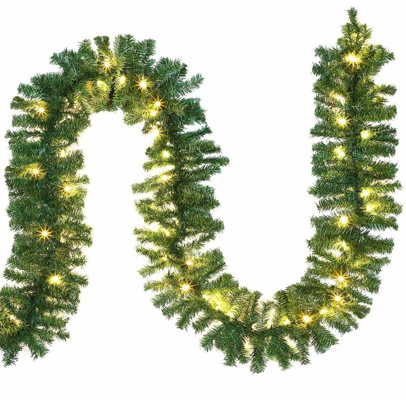 Image of Ghirlanda di Natale a led per interni ed esterni IP44 Decorazione natalizia Ghirlanda di abete Ghirlanda artificiale 2x 5m 100LEDs (de) - Casaria