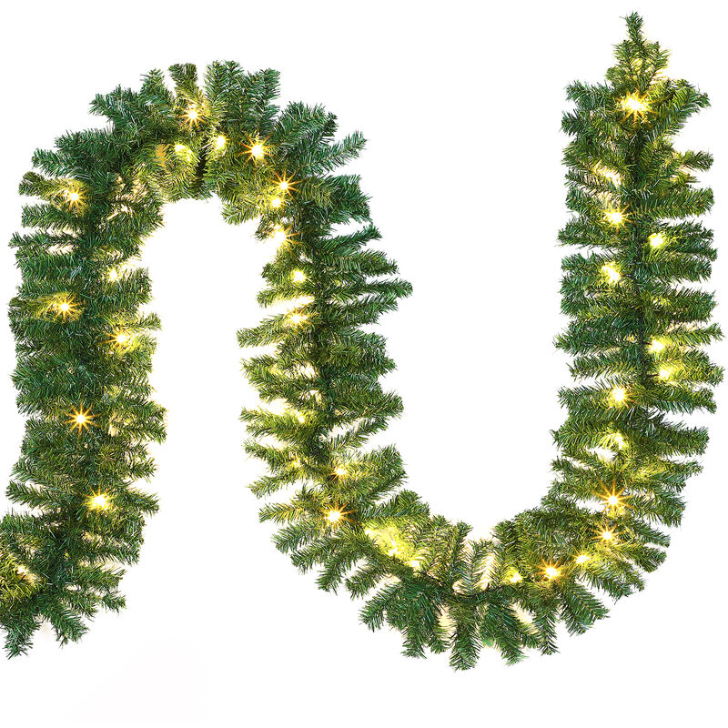 Image of Ghirlanda di Natale a led per interni ed esterni IP44 Decorazione natalizia Ghirlanda di abete Ghirlanda artificiale 2x 10m – 100 LEDs (de) - Casaria