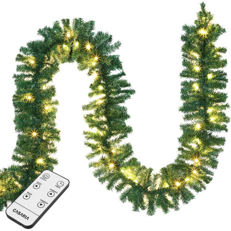 Image of Ghirlanda di Natale a led per interni ed esterni IP44 Decorazione natalizia Ghirlanda di abete Ghirlanda artificiale 5m 100 LEDs + remote (en)