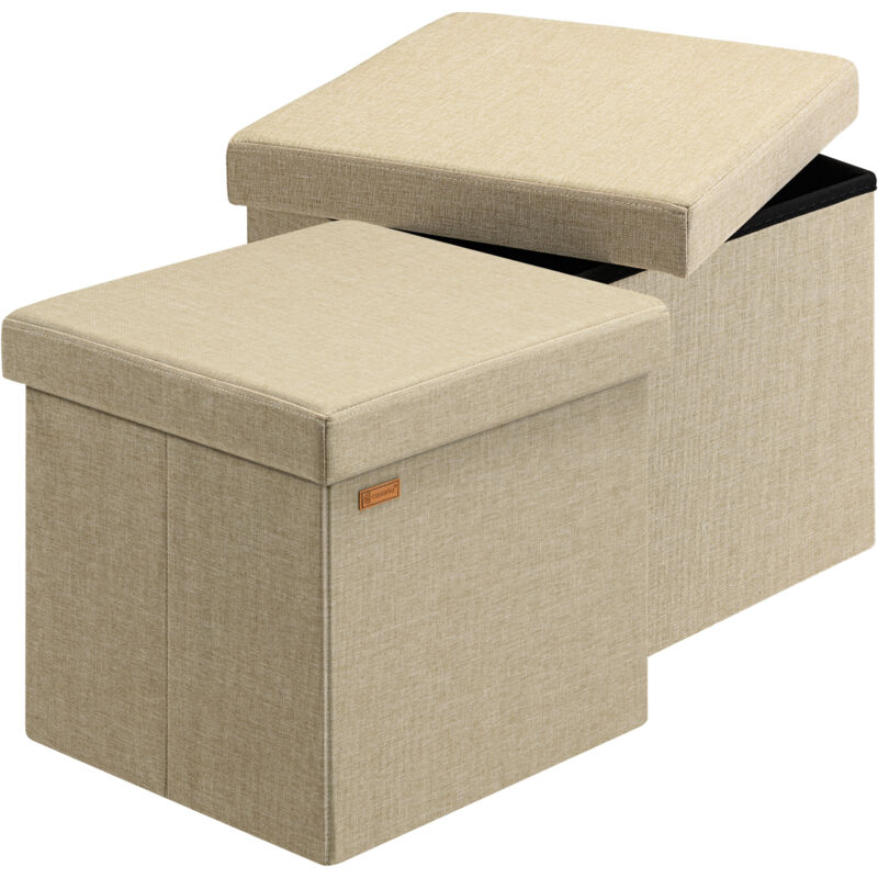 Casaria Hocker Mit Stauraum Faltbar Deckel Gepolstert 38x38cm Klein Schlafzimmer Wohnzimmer Flur Sitzhocker Fußhocker Polsterhocker M - 2er Set Beige -