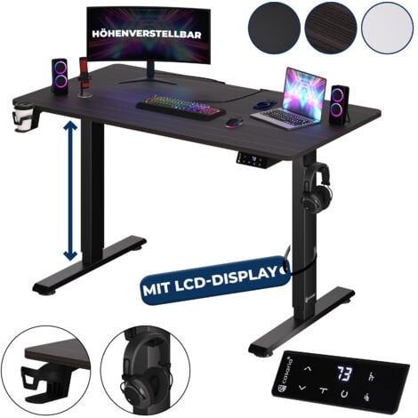CASARIA® Höhenverstellbarer Schreibtisch mit Tischplatte Elektrisch LCD- Display 73-118cm Stahlgestell Büro Gaming Computertisch  110cm Braun