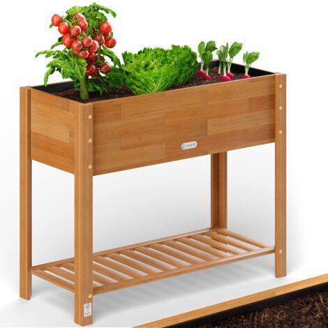 CASARIA® Huerto Elevado Jardinera Mesa de Cultivo Madera Acacia Cert. FSC® Verduras Hierbas Plantas Jardín L