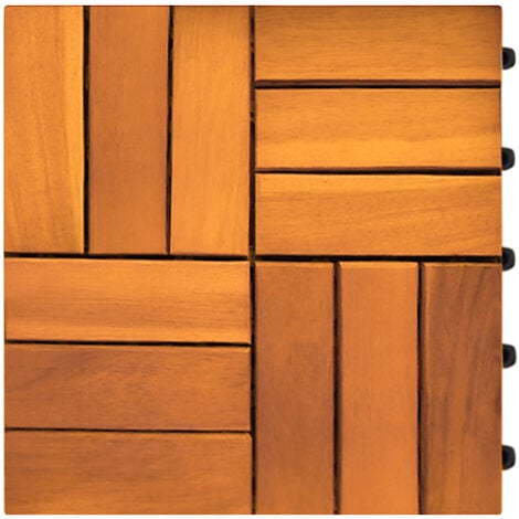 CASARIA® Interlocking Decking Tile FSC® Certified Eucalyptus or Acacia Wood Patio Garden Balcony Outdoor Deck Terrace Multipack  Acacia Mosaic