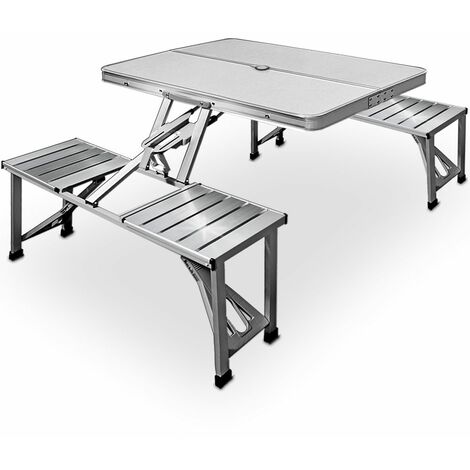 CASARIA® Klapptisch mit Stühlen Wetterfest Klappbar Campingtisch-Set Gartentisch Esstisch Falttisch Klappbänke Biertischgarnitur