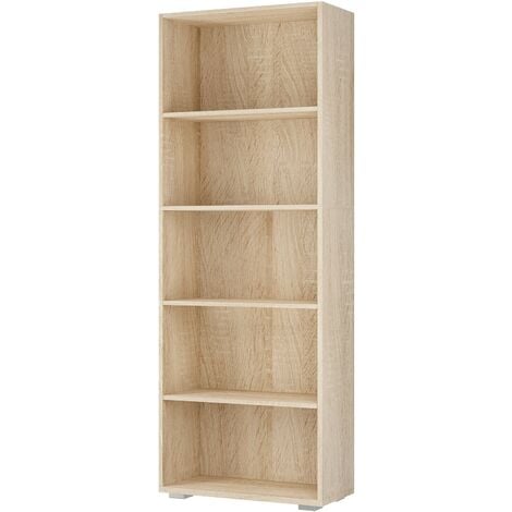 CASARIA® Kommode mit 2 Türen Holz Modern höhenverstellbarer Einlegeboden Schlafzimmer Büro Flur Mehrzweckschrank Aktenschrank Schrank  5 Fächer Eiche