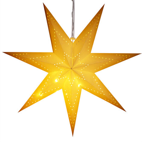 Casaria Large LED Star Decoration Xmas Festive Lights White Hanging Paper Lantern XL 60cm Christmas Winter Advent Hygge Poinsettia 7 Points Twinkling Fairy Battery Home Décor  Model 3