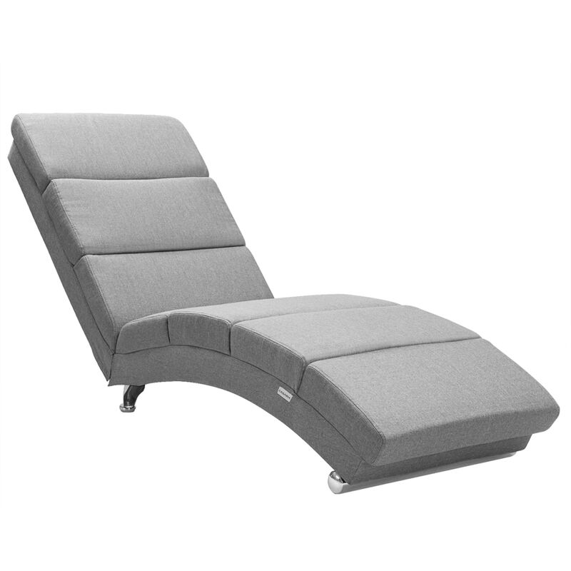 Chaise Longue Relaxing Faux Leather Lounger Reclining Living Room Single Chair Recliner Bedroom Office Seat Fabric Grey - Grey - Casaria