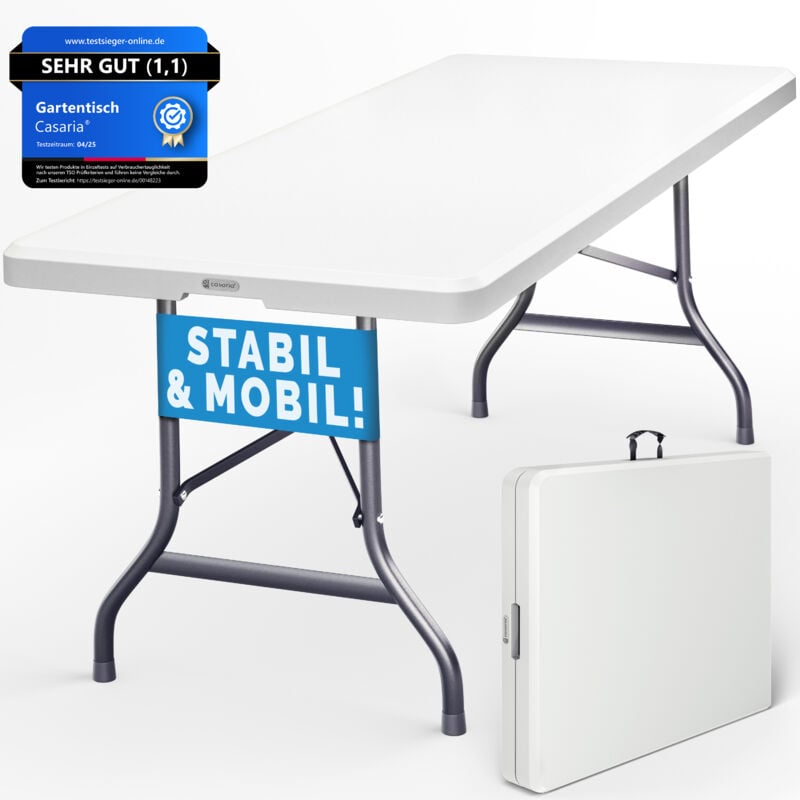 

Mesa plegable multifuncional 220x70x72cm Blanca para camping jardín compacta portátil catering - Casaria