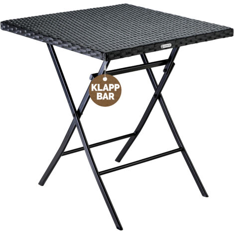 CASARIA® Mesa de Poliratán y Acero Galvanizado Plegable y Compacta Ligera 5kg para Jardín Intemperie 65x65x75cm Soporta hasta 60Kg Camping