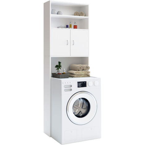 CASARIA® Mueble Alto para Lavadora Secadora sobre Inodoro Armario Estantería de Baño Almacenamiento Organizador 185x63x20cm Ahorra Espacio
