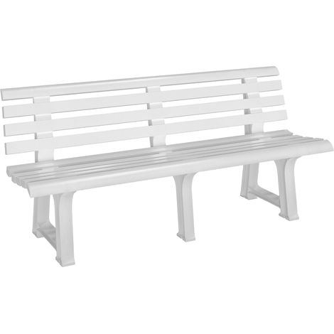 CASARIA® Orchidea Garden Bench 3 Seater Durable Plastic Outdoor Furniture Perfect for Garden Patio Deck or Balcony Weather-Resistant 145 cm Green Grey White White