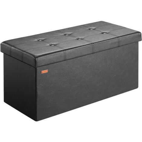 CASARIA® Panca Contenitore Pieghevole Similpelle Pouf Poggiapiedi Ottomana L - Nero