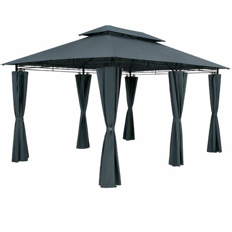 Casaria Pavillon 3x4m Gartenzelt Garten Seitenteile Metall Wasserabweisend Topas anthrazit