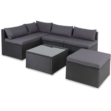 main image of "Casaria Poly Rattan XL Lounge Set with comfortable cushions & pillows Patio Garden Furniture Sofa Table Set"