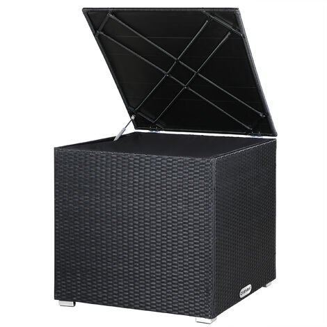 CASARIA® Polyrattan Auflagenbox Kissenbox Gartenbox Lounge 75x75x70 cm Wasserdicht Innentasche Gasdruckfeder Wetterfest  schwarz