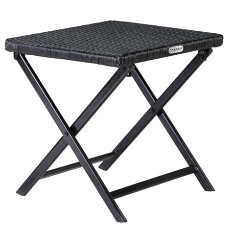 Casaria polyrattan folding stool 130kg load capacity 44x40x44cm Foldable Lightweight Portable Outdoor Weatherproof Garden Terrace Balcony Camping Stool Chair Table  1x Schwarz (de)