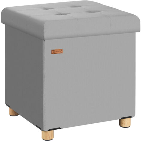 CASARIA® Pouf Sgabello 38x38cm Portaoggetti in Velluto Pieghevole Grigio