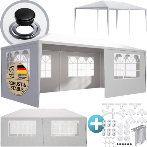 CASARIA® Rimini 3x6m Gazebo with UV Protection 18m² Covered Pavilion Area Roof Eyelets Water Repellent 6 Side Panels with Windows Garden Party Festival Marquee Wedding Tent White (UV-Protection)