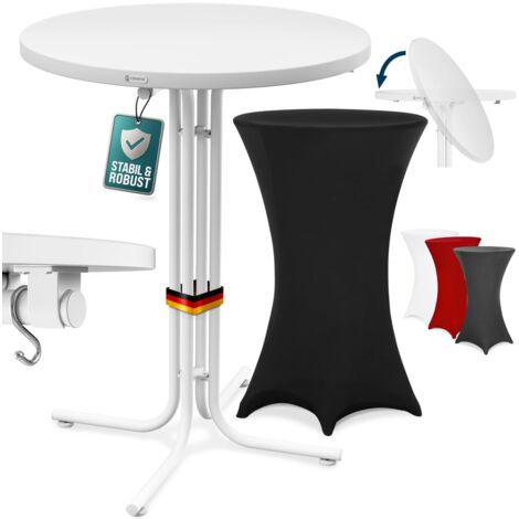 CASARIA® Round Bar Table with Slip Cover  110 High  70/80cm Diameter  Foldable & Easy To Transport  Powder Coated Metal  Stable Bistro Bar Party Table  Weatherproof  Black