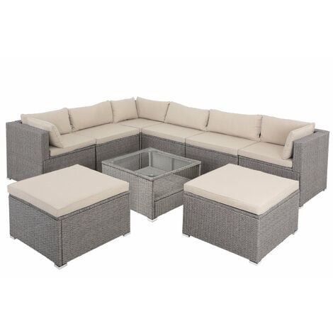 CASARIA Salotto ad Angolo da Giardino XXL Polyrattan Divano Esterno Posizionabile Liberamente Lounge cream/cream (en)