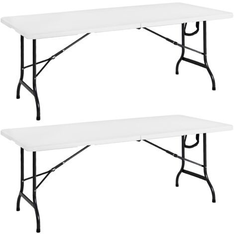 CASARIA® Set 2 tables de camping pliantes plastique rectangulaires buffet pique-nique 8 personnes intérieur extérieur