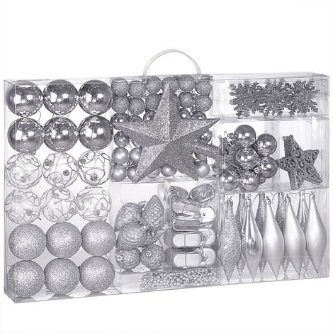 CASARIA® Set de 102 piezas de adornos navideños Decoración para árbol de Navidad - Varios colores Plata