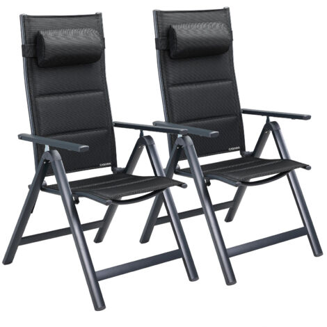 Casaria – Set de 4 chaises de jardin dossier haut – Aluminium laqué anthracite – Rembourrage épais – Réglable 8 positions – Charge max 120 kg