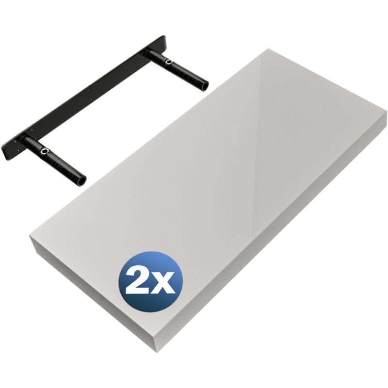 Casaria - Set de 2 Étagères murales flottantes mdf robuste effet flottant support de fixation inclus étagère bois rangement livre décoration cd 50cm