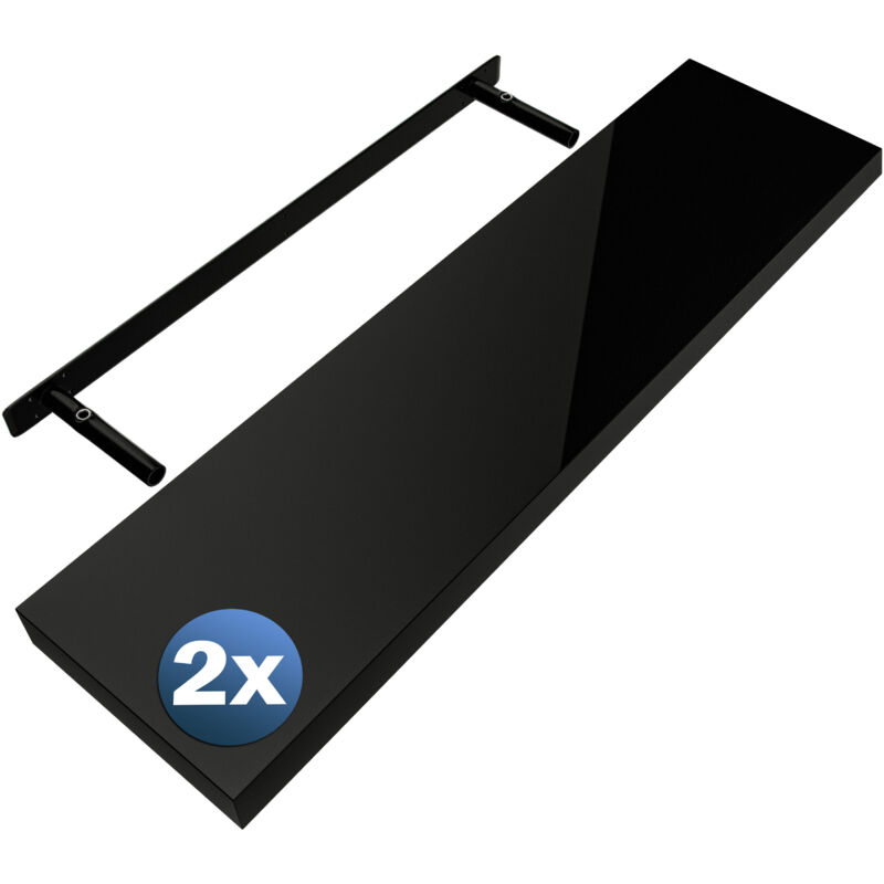 Casaria - Set de 2 Étagères murales flottantes mdf robuste effet flottant support de fixation inclus étagère bois rangement livre décoration cd Set