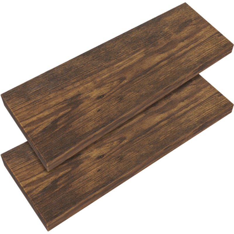 CASARIA® Set de 2 Étagères murales flottantes MDF robuste effet flottant support de fixation inclus étagère bois rangement livre décoration CD 70 cm,